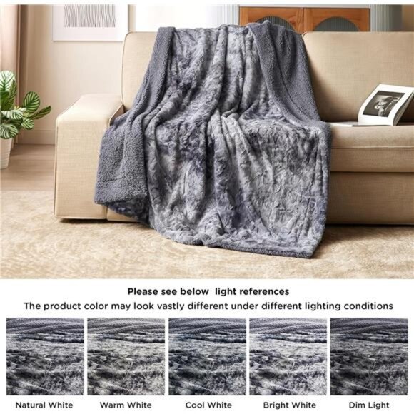 Tie Dye Throw Blanket Sherpa Fleece Plush Cozy Warm Blanket - Picture 6 of 7